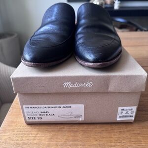 Madewell The Frances Loafer Mule in Leather True Black size 10